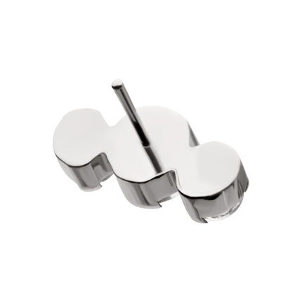 Invictus Titanium Threadless Semi-Bezel Set Round Gem/Opal 3-Cluster Top