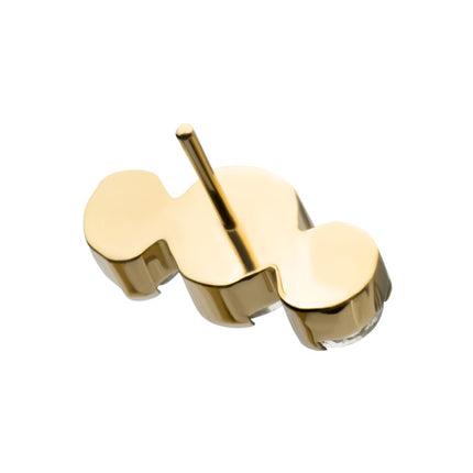 Invictus 24Kt Gold PVD Titanium Threadless Semi-Bezel Set Round Gem/Opal 3-Cluster Top