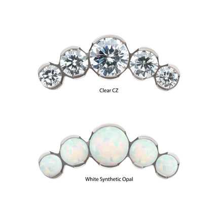 Invictus Titanium Threadless Semi-Bezel Set Round Gem/Opal 5-Cluster Top