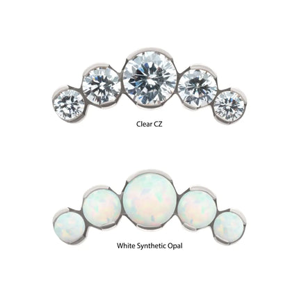 Titanium Internally Threaded 5-Bezel Set Synthetic Opal Cluster Tops
