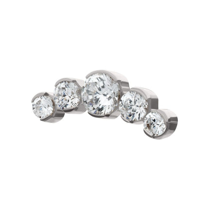 Invictus Titanium Threadless Semi-Bezel Set Round Gem/Opal 5-Cluster Top