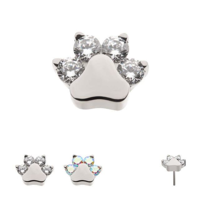 Invictus Titanium Threadless with Prong Set CZ 4-Cluster Paw Top