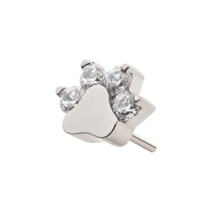 Invictus Titanium Threadless with Prong Set CZ 4-Cluster Paw Top
