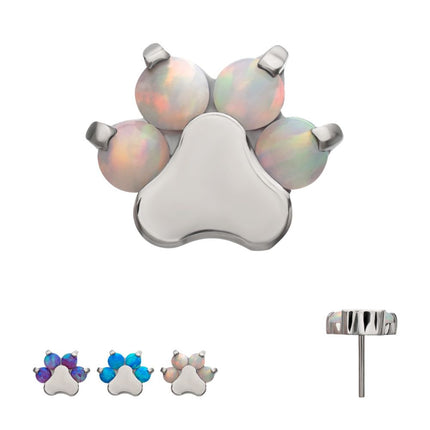Invictus Titanium Threadless with Prong Set Opal 4-Cluster Paw Top