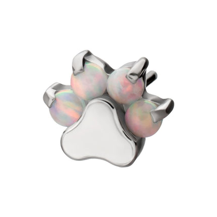 Invictus Titanium Threadless with Prong Set Opal 4-Cluster Paw Top