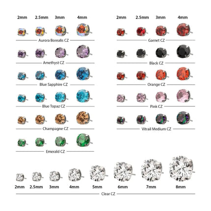 Invictus Titanium Threadless Flat Base Low Profile 4 Prong Round Gem Top