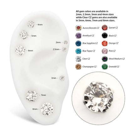 Invictus Titanium Threadless Flat Base Low Profile 4 Prong Round Gem Top