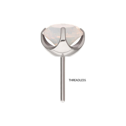 Invictus Titanium Threadless Low Profile 4 Prong Round Opalite Gem Top