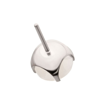 Invictus Titanium Threadless Low Profile 4 Prong Round Opalite Gem Top