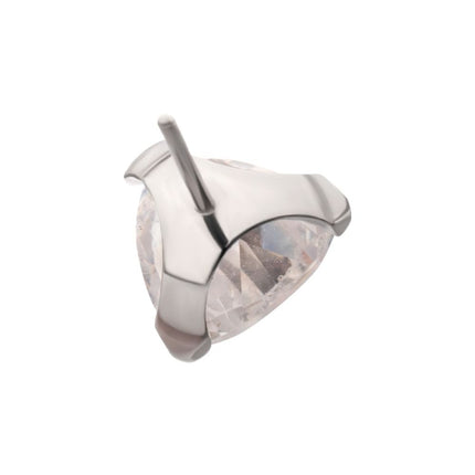 Invictus Titanium Threadless Prong Set Trillion Cut Gem Top