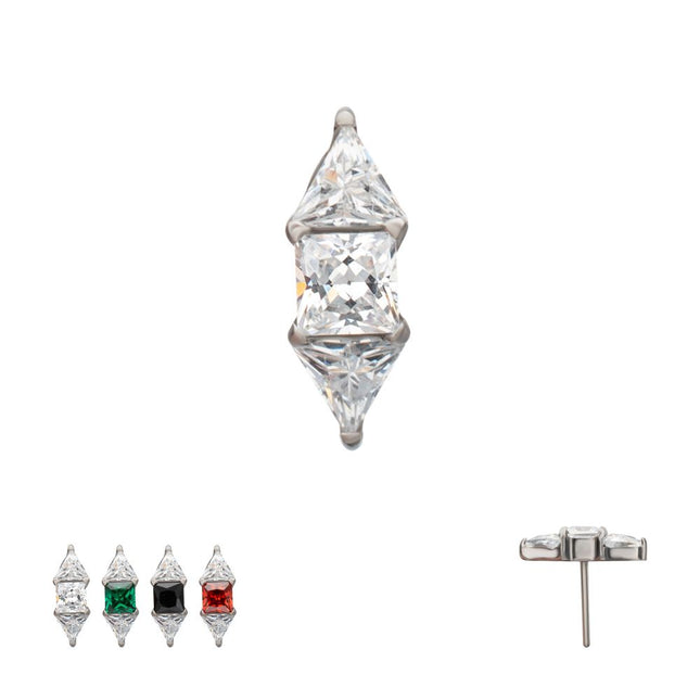 Invictus Titanium Threadless Tri-Linear Gem Cluster Top