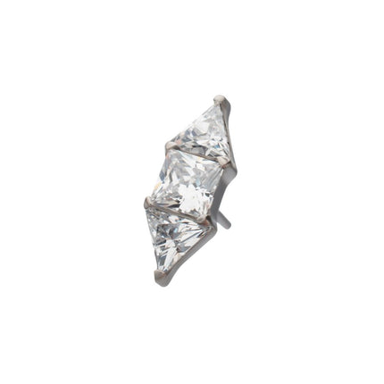 Invictus Titanium Threadless Tri-Linear Gem Cluster Top