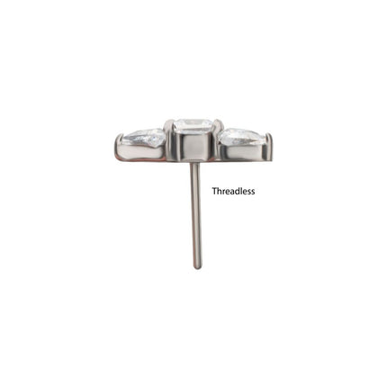 Invictus Titanium Threadless Tri-Linear Gem Cluster Top