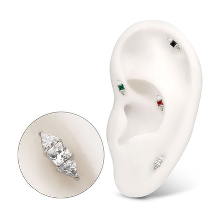 Invictus Titanium Threadless Tri-Linear Gem Cluster Top