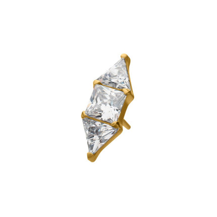 Invictus 24Kt Gold PVD Titanium Threadless Tri-Linear Gem Cluster Top
