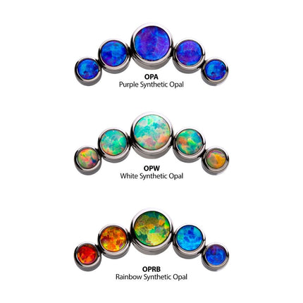 Invictus Titanium Threadless with Bezel Set Multi-Color Opal 5-Cluster Side Facing Top