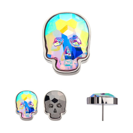 Invictus Titanium Threadless with Skull Glass Top