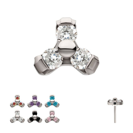 Invictus Titanium Threadless Petite Trinity Top with 1.2mm Prong Set Gem
