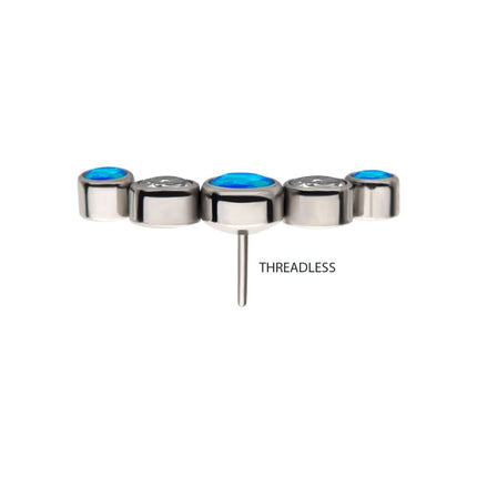Invictus Titanium Threadless 5-Bezel Set CZ/Swarovski Crystal/Synthetic Opal Cluster Top