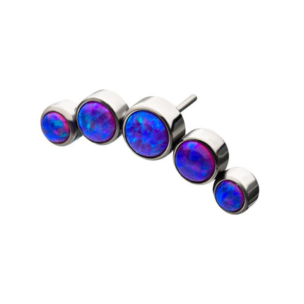 Invictus Titanium Threadless 5-Bezel Set Synthetic Opal Cluster Top