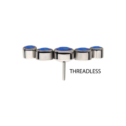 Invictus Titanium Threadless 5-Bezel Set Synthetic Opal Cluster Top