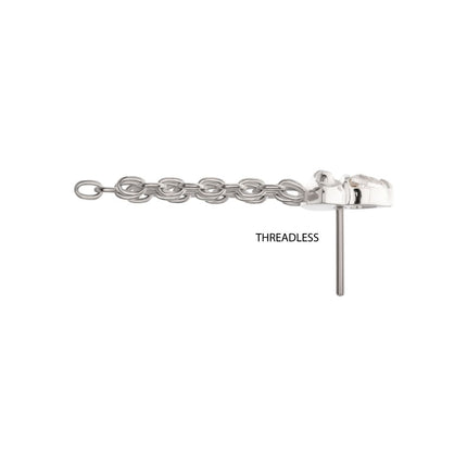 Invictus Titanium Threadless 3D UFO Gem Top with Small Chain Dangle