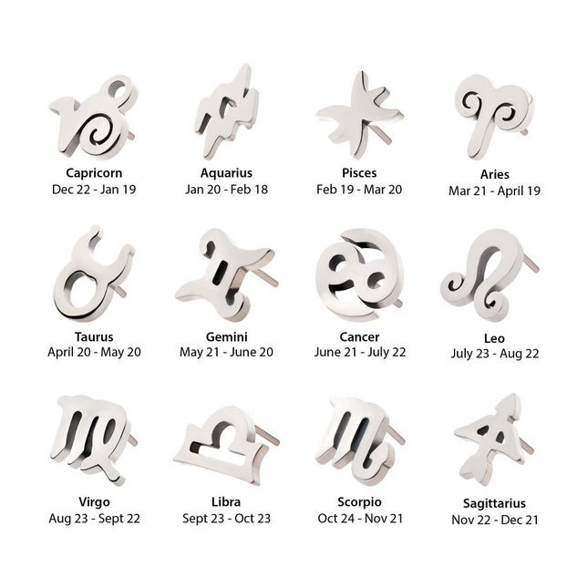 Invictus Titanium Threadless Zodiac Sign Tops