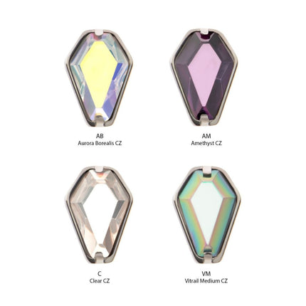 Invictus Titanium Threadless Prong Set Coffin Shape CZ Top
