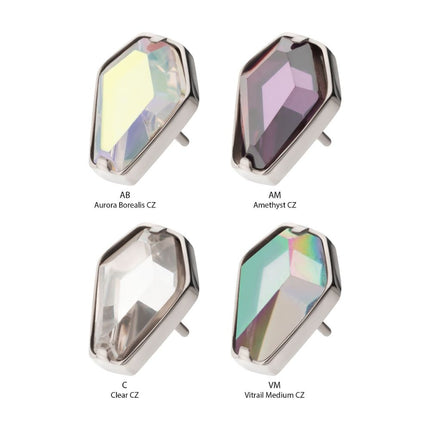 Invictus Titanium Threadless Prong Set Coffin Shape CZ Top