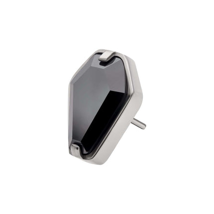 Invictus Titanium Threadless with Prong Set Black CZ Coffin Top