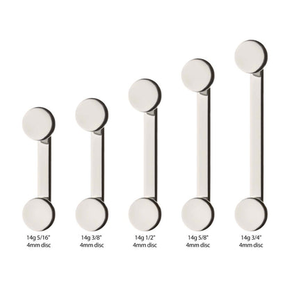 Invictus Titanium Internally Threaded with 4mm Flat Discs Surface Barbell