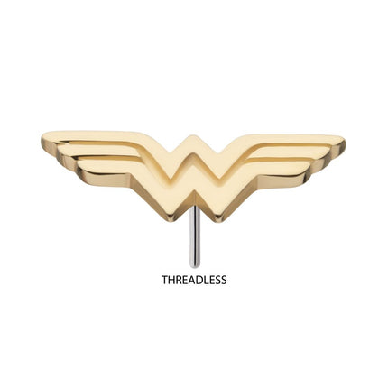 Invictus 14Kt Yellow Gold DC Comics Wonder Woman Logo Threadless Top
